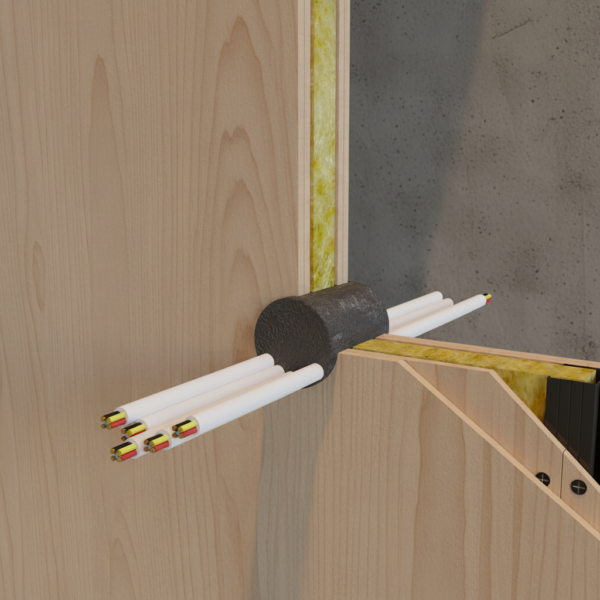 Tapón cortafuegos para sellado de cables en pared resistente al fuego